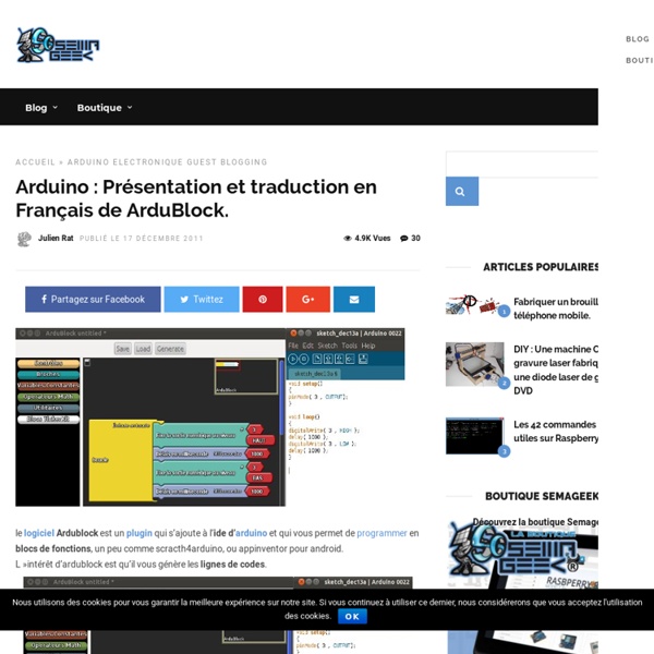 Présentation et traduction en Français de ArduBlock.