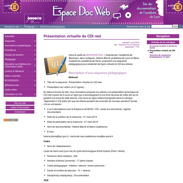 Présentation virtuelle du CDI réel - Espace Doc Web