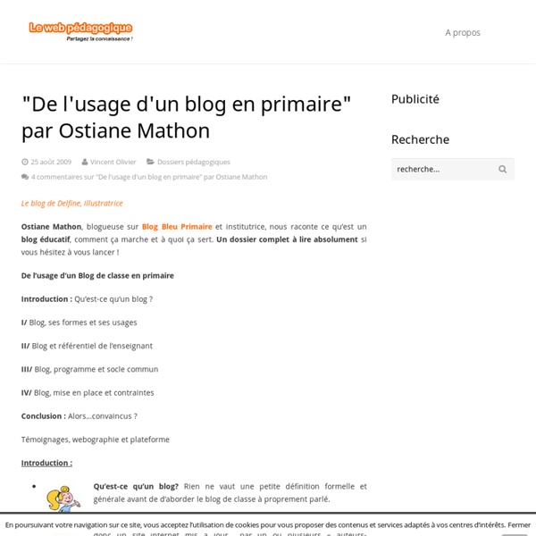 "De l'usage d'un blog en primaire" par Ostiane Mathon - LeWebPédagogique