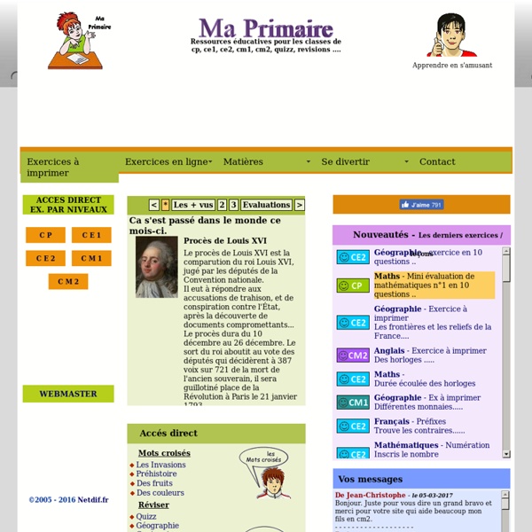 Ma primaire, soutien scolaire gratuit, educatif cp ce1 ce2 cm1 cm2