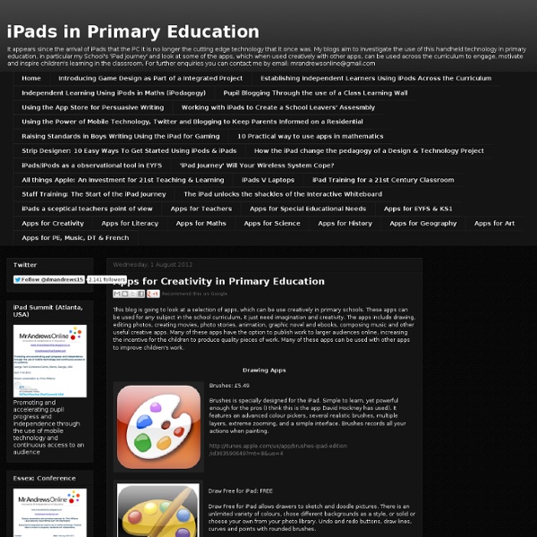 Apps for Creativity in Primary Education