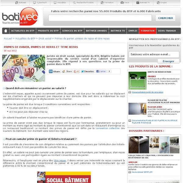 Salarié concernée prime panier