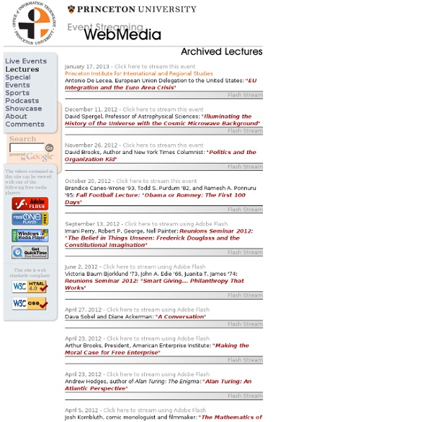 Princeton University: WebMedia - Lectures
