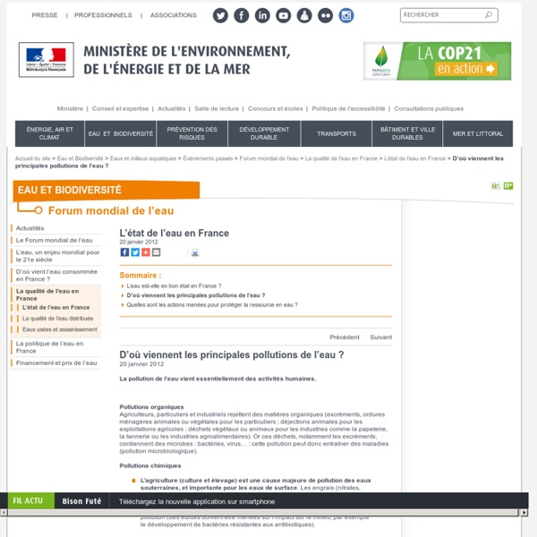 D’où viennent les principales pollutions de l’eau ?