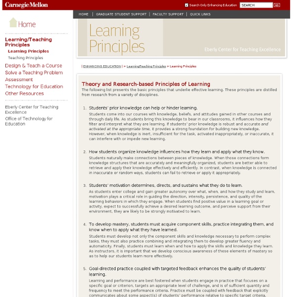 Learning Principles - Teaching Excellence & Educational Innovation