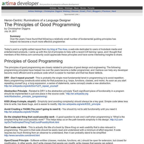 The Principles of Good Programming