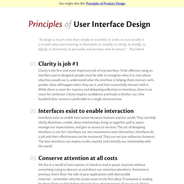 Principles of User Interface Design