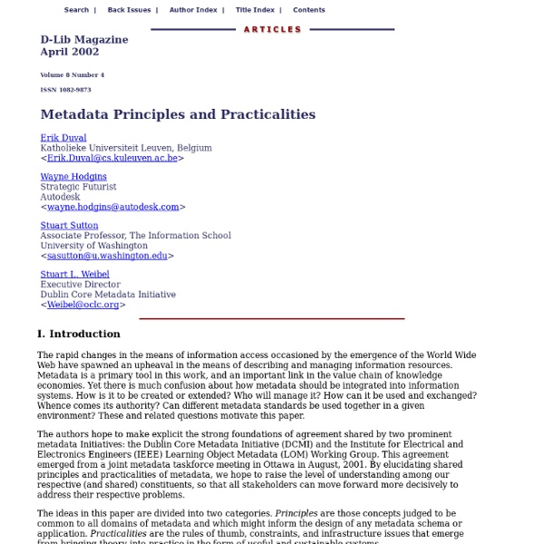 Metadata Principles and Practicalities