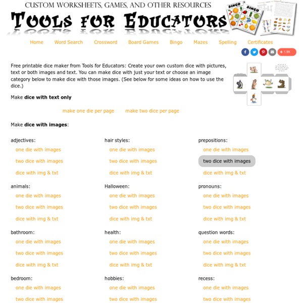 Free online dice maker, dice generator, worksheets and dice to print