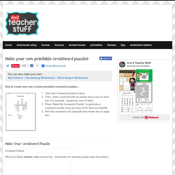 Make your own printable crossword puzzles