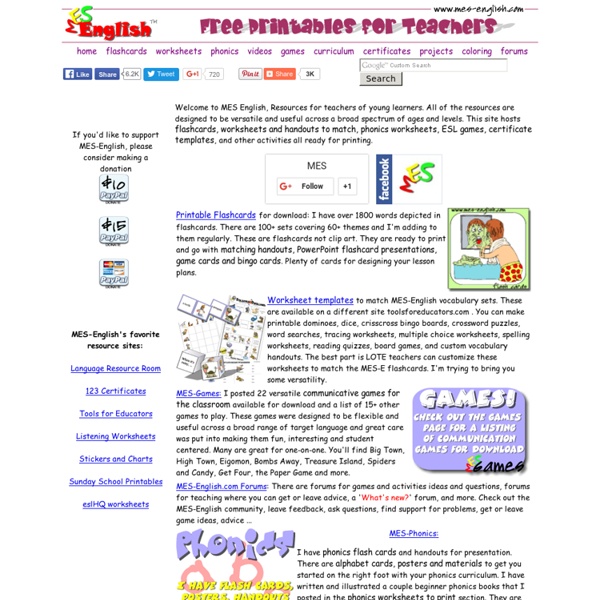 MES English - free printable resources for teachers
