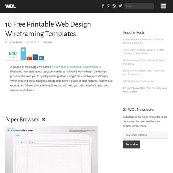 10 Free Printable Web Design Wireframing Templates