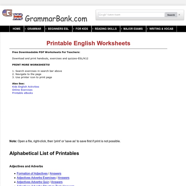 Free Printable English Worksheets For Teachers | Pearltrees
