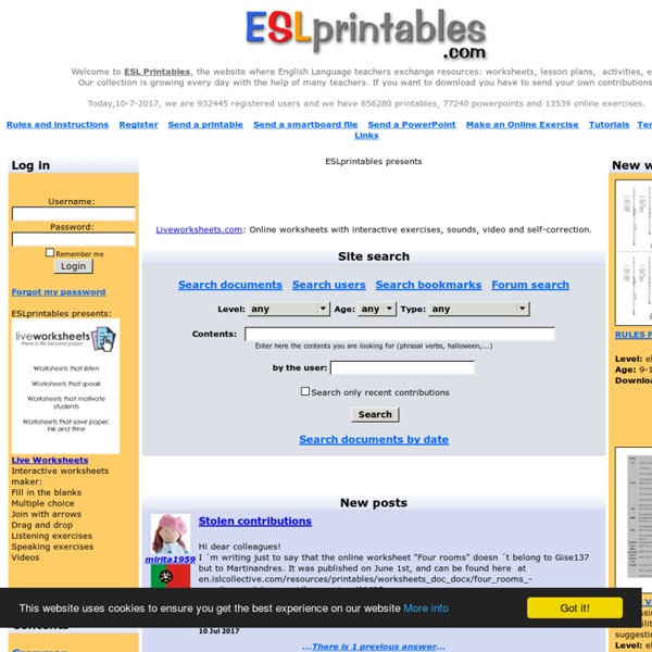 ESL Printables: English worksheets, lesson plans and other resources
