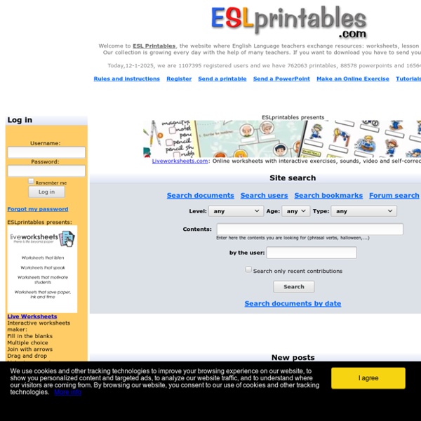 ESL Printables: English worksheets, lesson plans and other resources