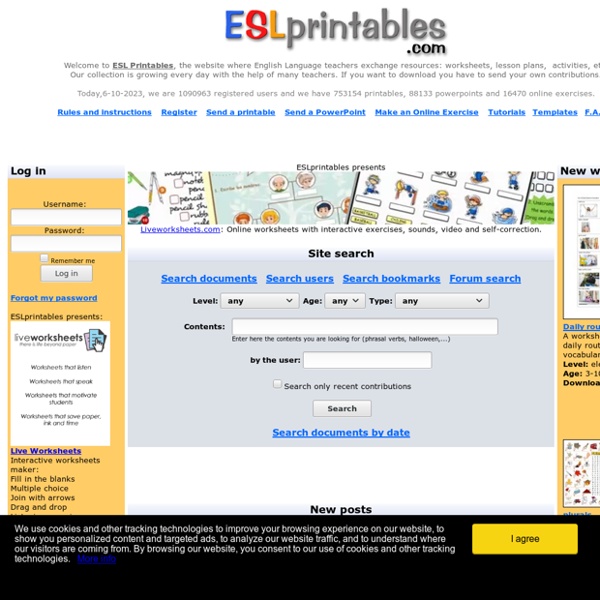 ESL Printables: English worksheets, lesson plans and other resources