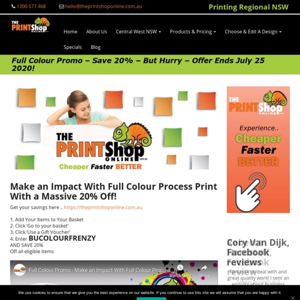 Full Colour Promo - Save 20% - But Hurry – Offer Ends July 25 2020!