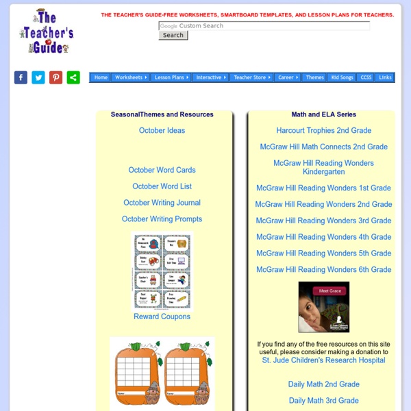 The Teacher's Guide-Free Worksheets, lesson plans, SMARTBoard templates, and Children's Songs