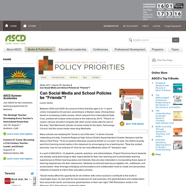 Policy Priorities:Can Social Media and School Policies be "Friends"?:Can Social Media and School Policies be "Friends"?