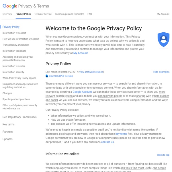 Privacy Policy – Policies & Principles