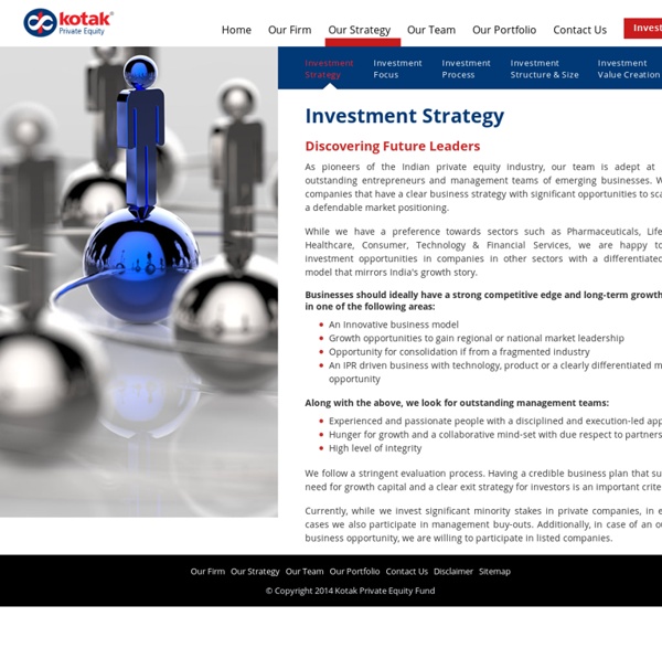 Private Equity Investment Strategy - Kotak Private Equity