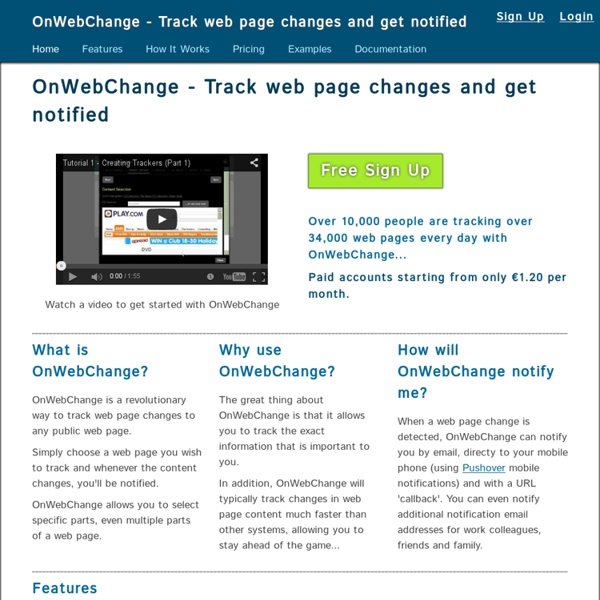 Track and monitor web page changes and receive notifications