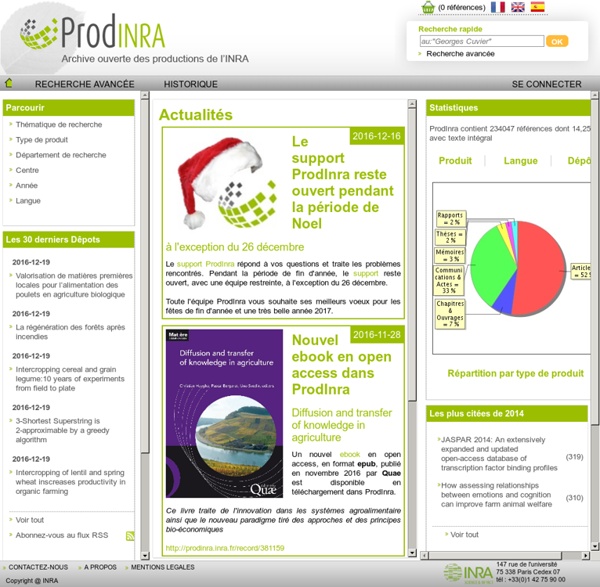Prodinra: archive productions INRA