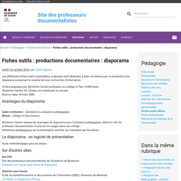Fiches outils : productions documentaires : diaporama