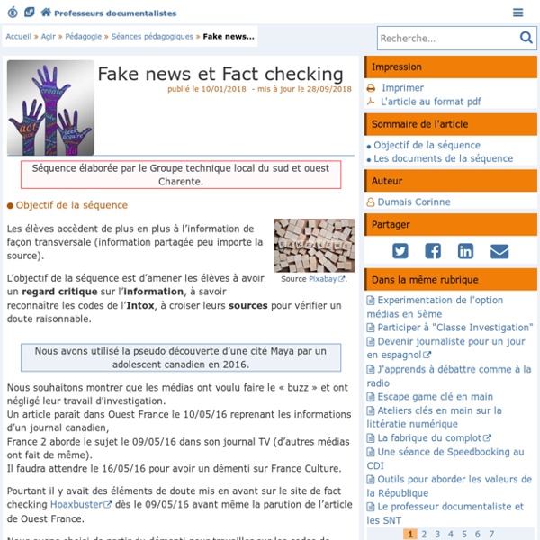 Fake news et Fact checking- Les Enseignants Documentalistes de l’Académie de Poitiers