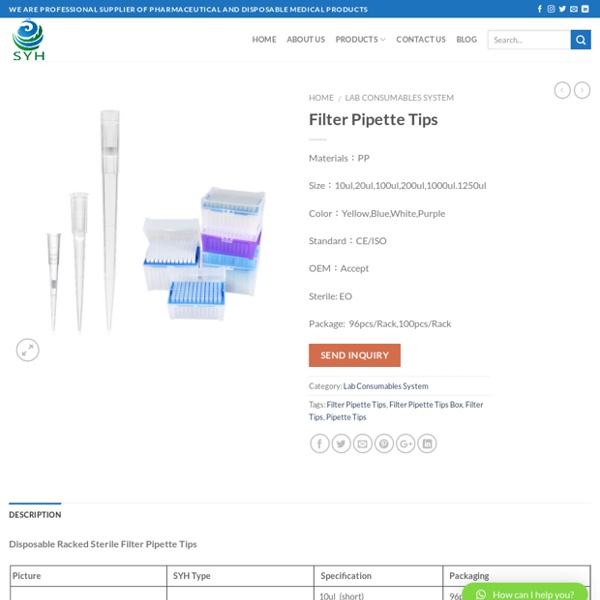 Filter Pipette Tips - Professional supplier of pharmaceutical,medical and laboratory consumables products