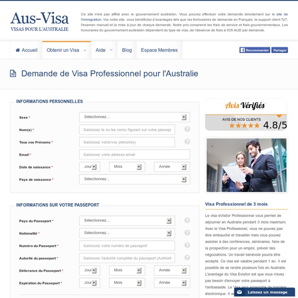 Visa Professionnel Australie - eVisitor Visa de 3 Mois