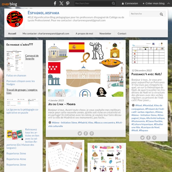 Espagnol.hispania - #ELE #gamification Blog pédagogique pour les professeurs d'espagnol de Collège ou de Lycée Professionnel. Pour me contacter: charlarenespanol