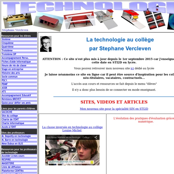 Site professionnel de Stephane Vercleven pour la Technologie au collège