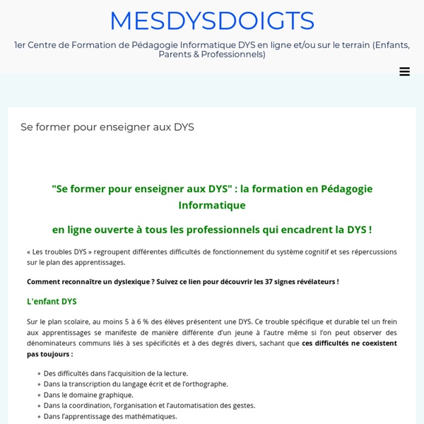 Se former pour enseigner aux dys, formation professionnelle e-learning Mesdysdoigts