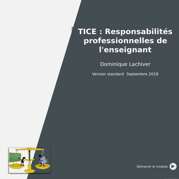 TICE : Responsabilités professionnelles de l'enseignant