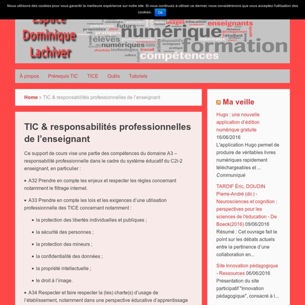 TIC & responsabilités professionnelles de l’enseignant – Espace Dominique Lachiver