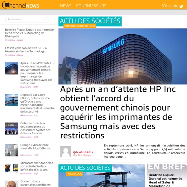 Channelnews.fr - l'actualité du business de l'informatique et des télécoms