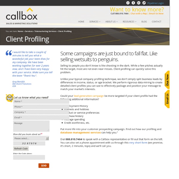 Client Profiling Services