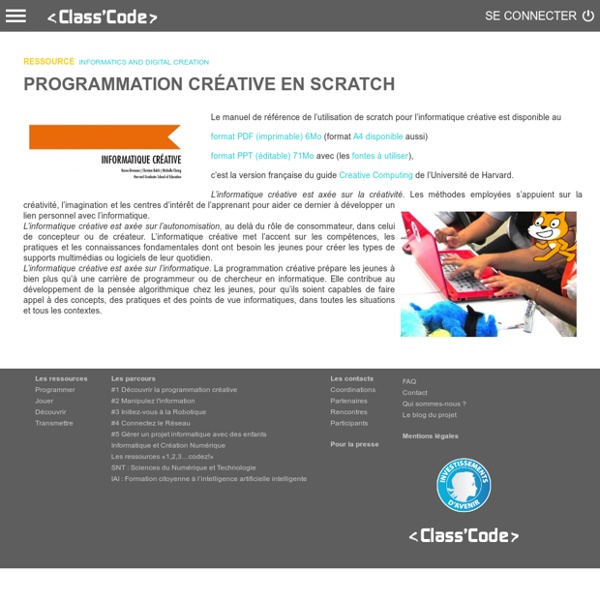 Programmation créative en scratch — Pixees