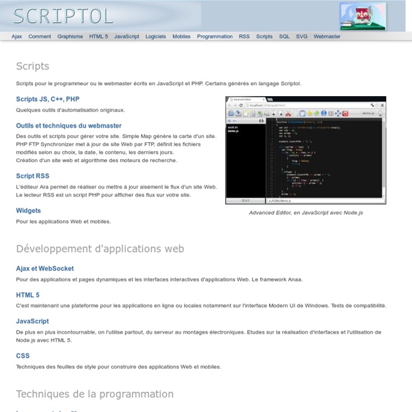 Scriptol.fr. Guides et outils pour la création de site Web 2.0.
