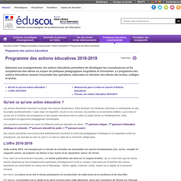 Programme des actions éducatives - Programme des actions éducatives 2018-2019