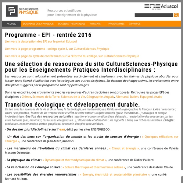 Programme - EPI - rentrée 2016