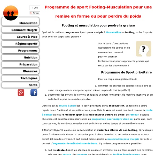 Programme de sport Footing-Musculation pour maigrir..