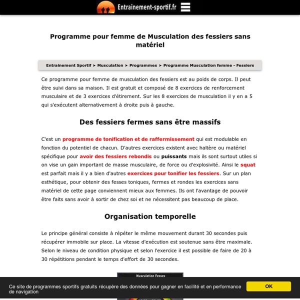 Programme Musculation Femme - Fessiers