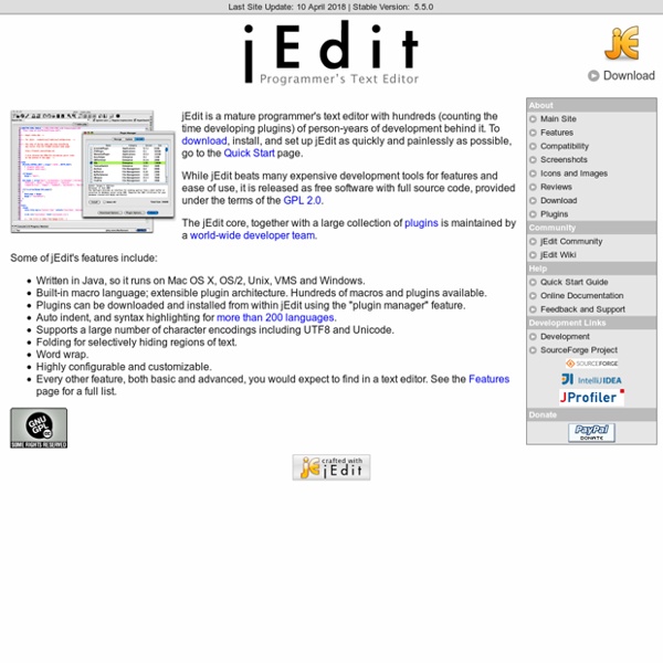 jEdit - Programmer's Text Editor - overview
