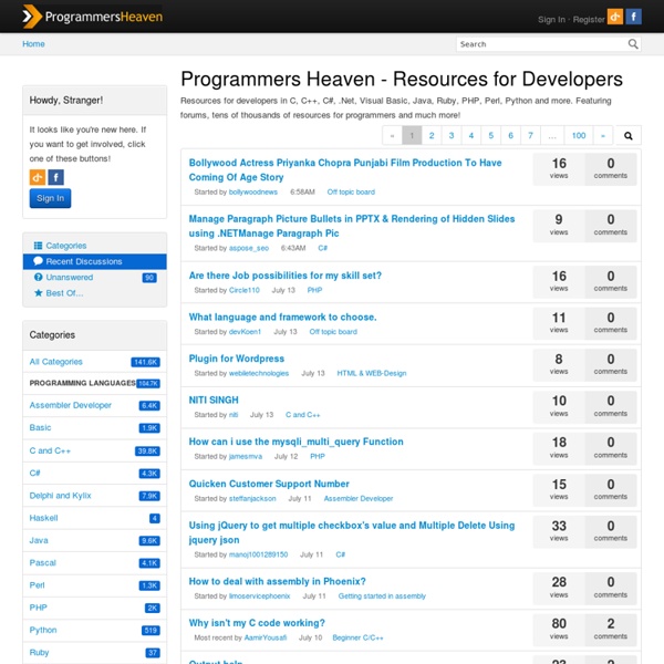 Programmer's Heaven - Ruby, .NET, C#, C++, PHP, Python, Java - It's all here!