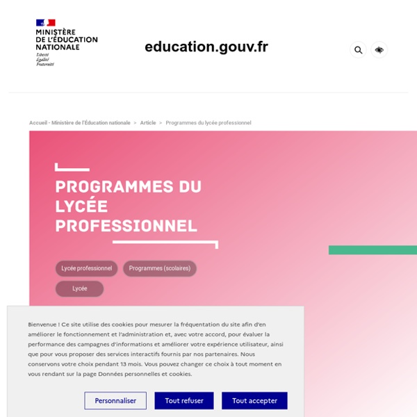 Programmes du lycée professionnel