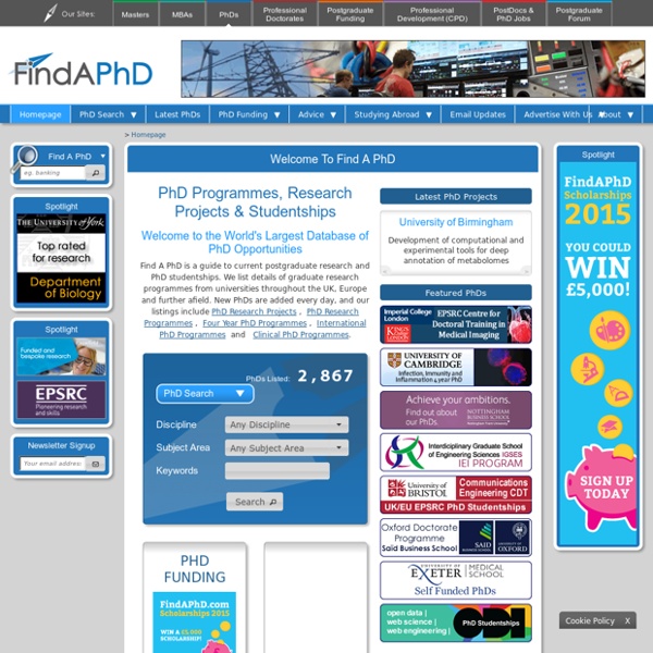 FindAPhD Postgraduate, PhD and Doctoral Studentships