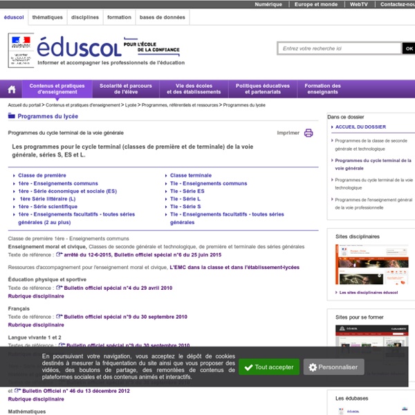 Programmes première et terminale générale (S ES L)