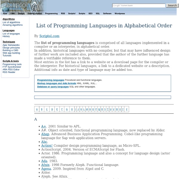List of Programming Languages in Alphabetical Order